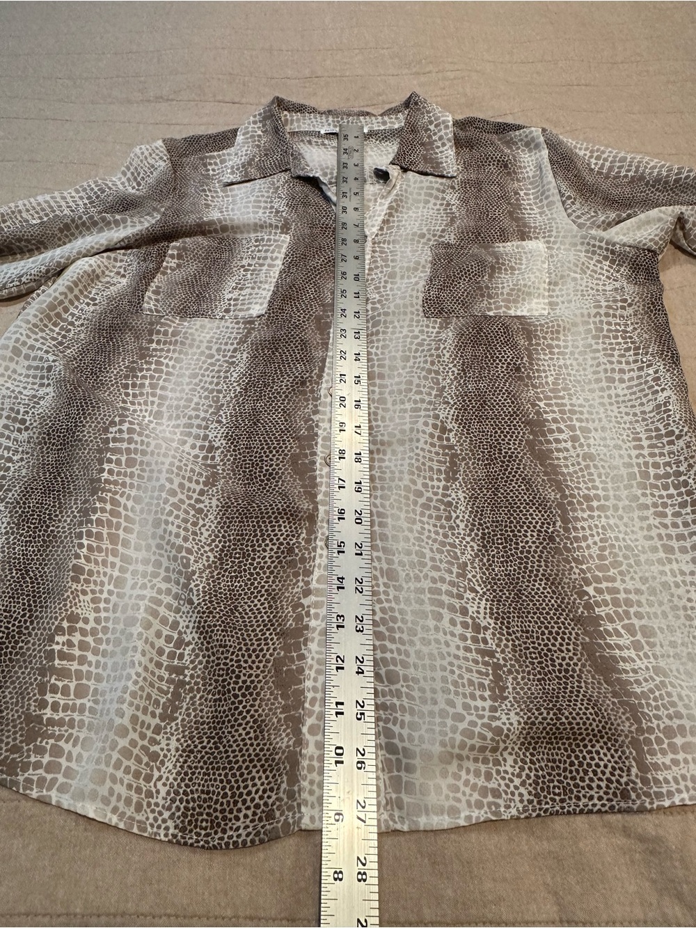Notations Neutral Snake-Print Button-Front Blouse - Picture 7 of 10